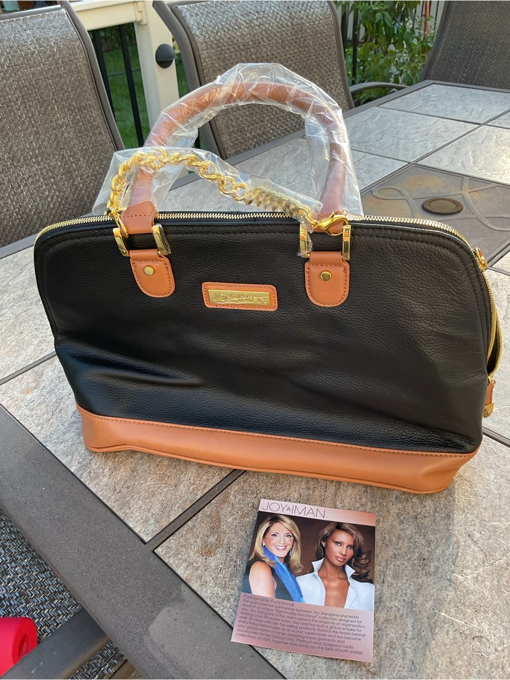 Joy & Iman black pebble leather satchel NWT - Picture 7 of 12